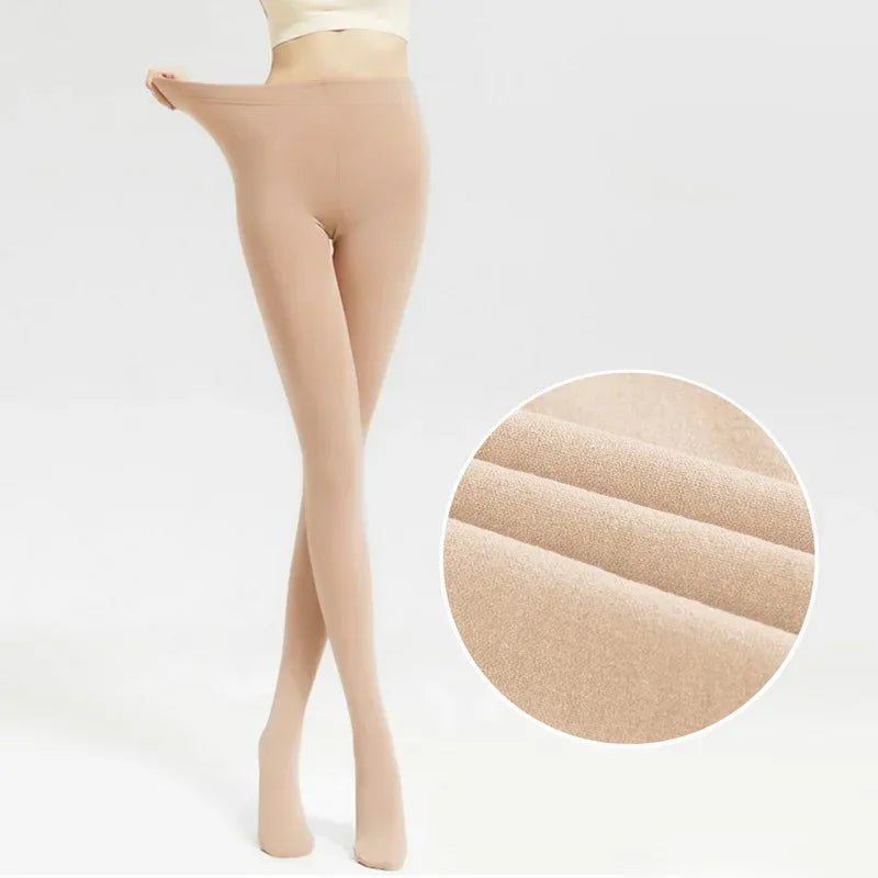 Faux Sheer Fleece Lined Tights