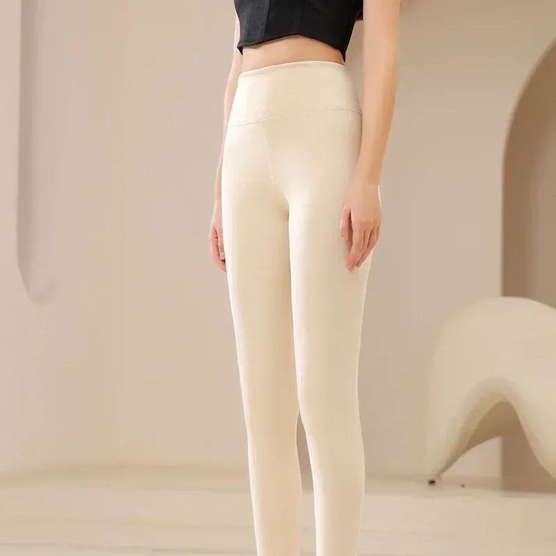 Faux Sheer Fleece Lined Tights